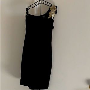 Black off one shoulder party dress